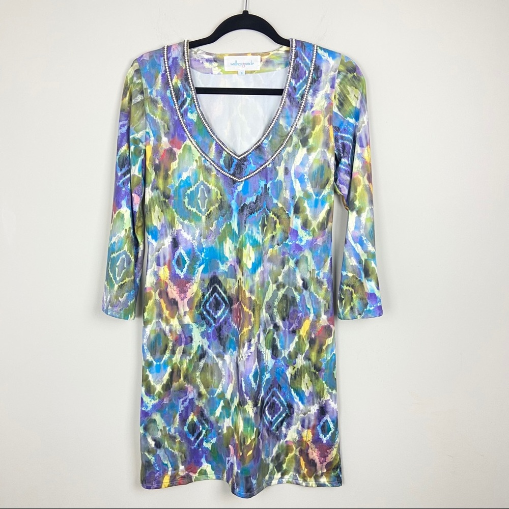 Walker & Wade Colorful Beaded V-Neck Dress